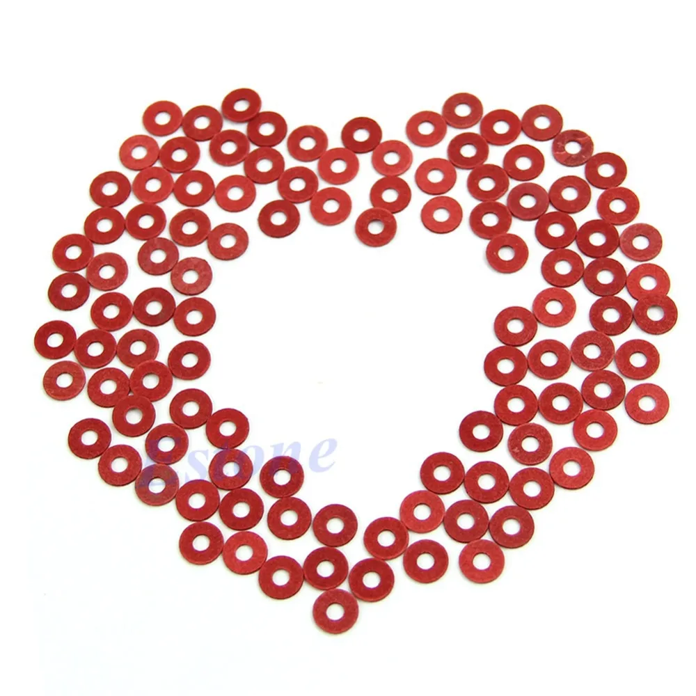 

C18 100Pcs New Red M3 Flat Spacer Washers Insulation Gasket Ring