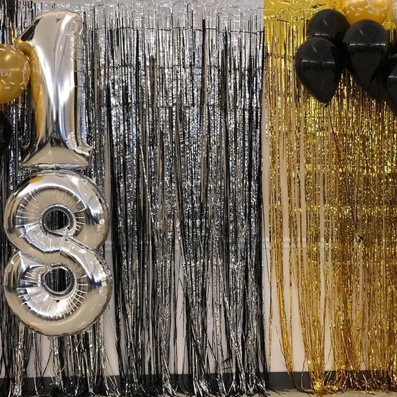 2M Gold /Silver Metallic Foil Tinsel Fringe Door Rain Wedding