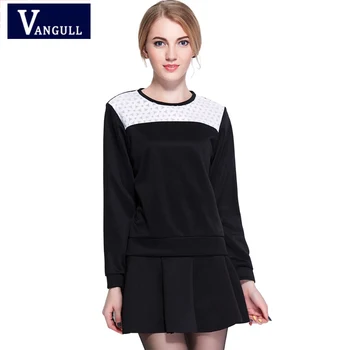 

2018 Spring Autumn fashion women's sleeves long sleeves blouse pleats mini skirts ladies' suits two sets of skirt suits