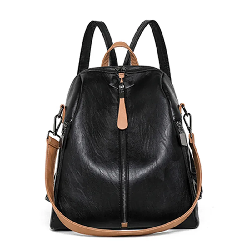 Mochila 3 в 1 Модный женский рюкзак, женская сумка через плечо, высококачественный кожаный школьный рюкзак для девочек-подростков, Sac A Dos Femme - Цвет: Black