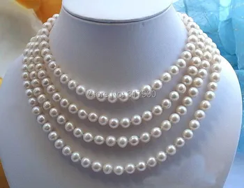 

Beautiful 70" 9MM WHITE ROUND FRESHWATER CULTURED PEARL NECKLACE