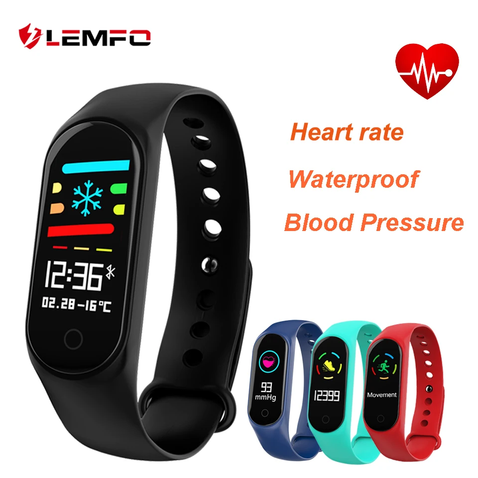 

LEMFO Smart Bracelet Blood Pressure & Heart Rate Monitor Colorful Touch Screen Waterproof Fitness Bracelet PK mi band 3