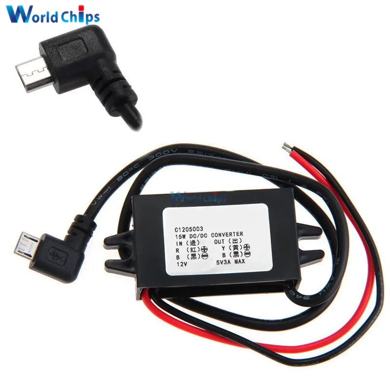 DC DC 12V to 5V 3A Converter Step Down Power Supply Module Micro USB DC