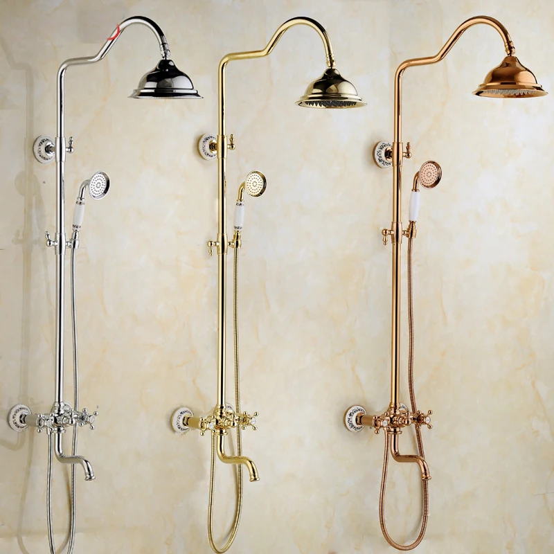 Wall Mounted Best Quality Shower Set Faucet Dual Handle Rainfall In wall Outdoor Shower Column Tub