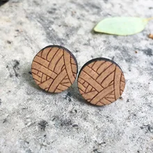 Классические плетеные шарики с лазерной гравировкой, серьги из шерсти с шариками, круглые деревянные серьги, серьги ручной работы X 10 пар