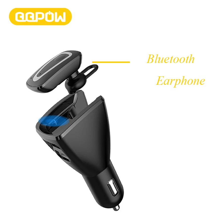 QQPOW Bluetooth Earphone&Car Charger Led display Bluetooth Headset and