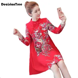 2019 новый китайский традиционный женский китайский Ципао платье cheongsam китайский стиль с длинным рукавом вышивка линия восточное платье