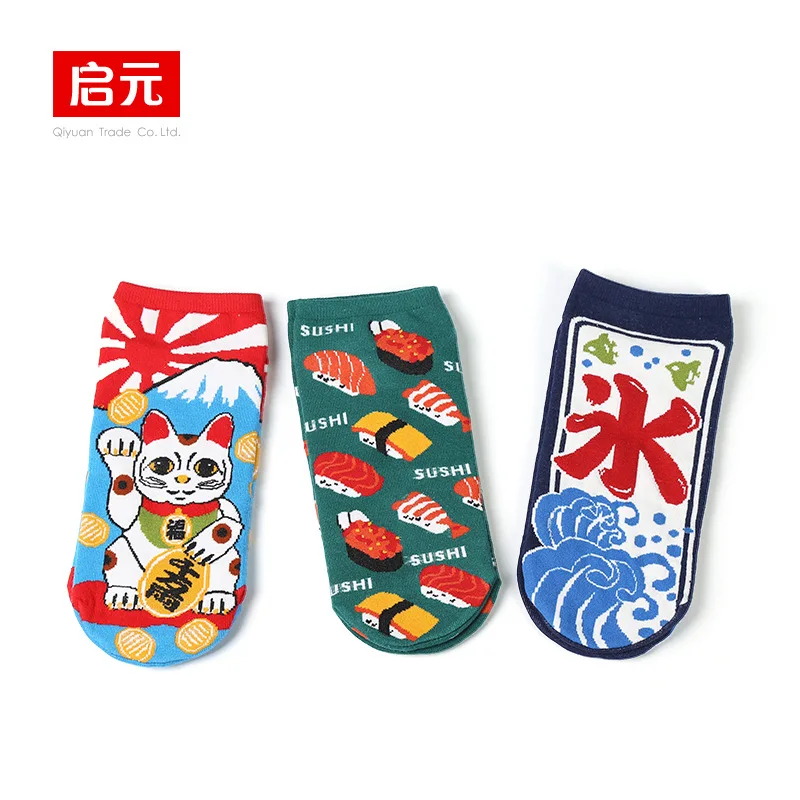 

1pairs/lot Fortune Cat Women Boat Socks Cotton Girls Cartoon Illustrations Personality Socks Trend Fashion Cotton Acrylic New