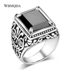 Ethnic Tibetan Silver Jewelry Vintage Textured Signet Ring Punk Rock Square Black Stone Ring For Men Accessories Gift ► Photo 1/6