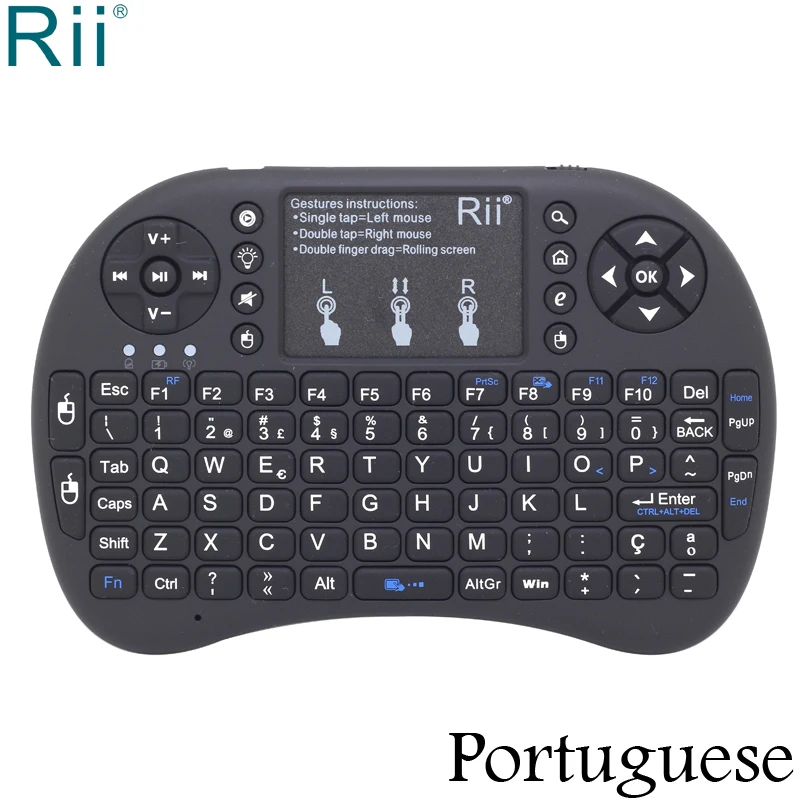 

Original Rii i8+ Portuguese Backlight Mini 2.4GHz Wireless Keyboard+Mouse with TouchPad for Android TV Box/Mini PC/Laptop