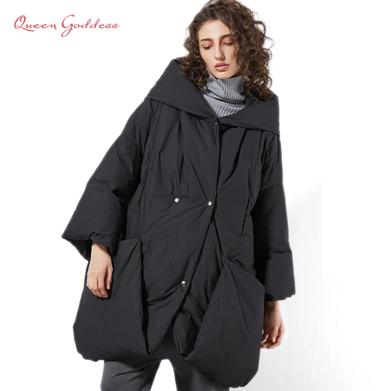 

Special Pocket Design new list winter thicken parkas with large hat womens short type 90 white duck down jacket High quality