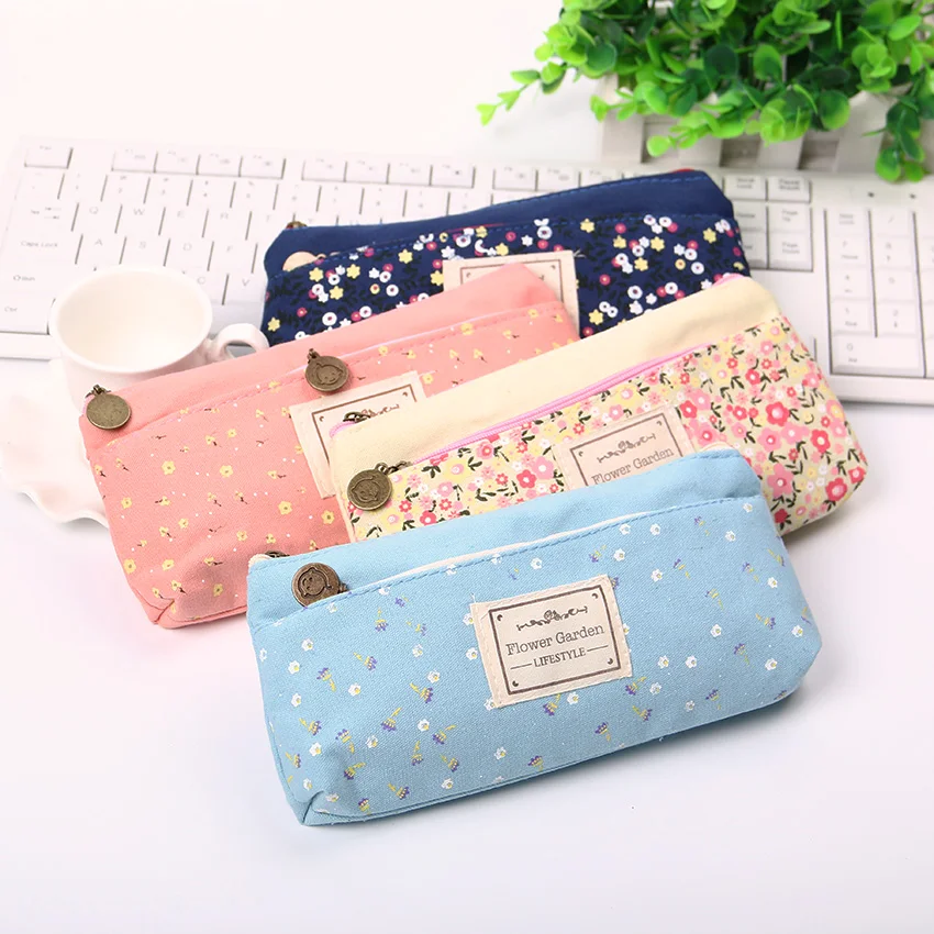 School Pencil Bag Pencil Pouch Double Zipper Pure and Fresh Cosmetic