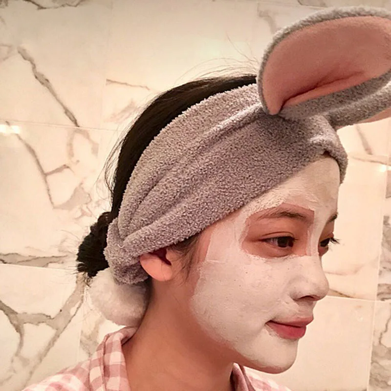 Симпатичные стерео уши кролика мыть лицо Bathe ободок девушки женщины удобные повязки для волос аксессуары Hairdo маска для лица повязка для волос