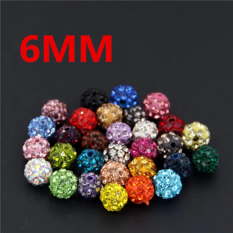 

50Pcs 6mm Polymer Clay With Colorful Rhinestone Crystal Ball Beads B06