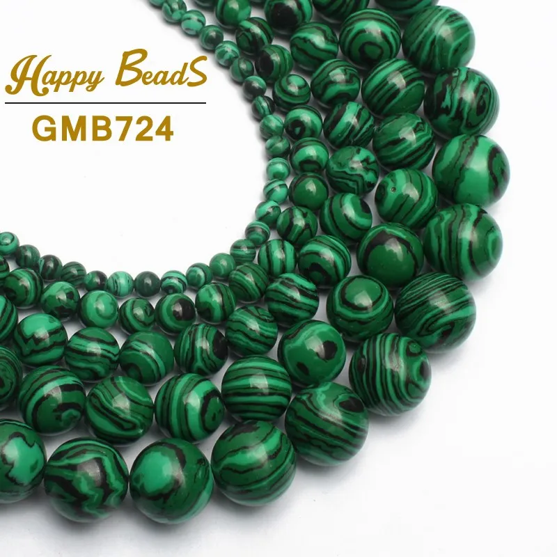 

Green Malachite Gem Round Loose Spacer Beads For Jewelry Making DIY Bracelet Necklace 15"Strand 4,6,8,10,12,14mm Pick Size