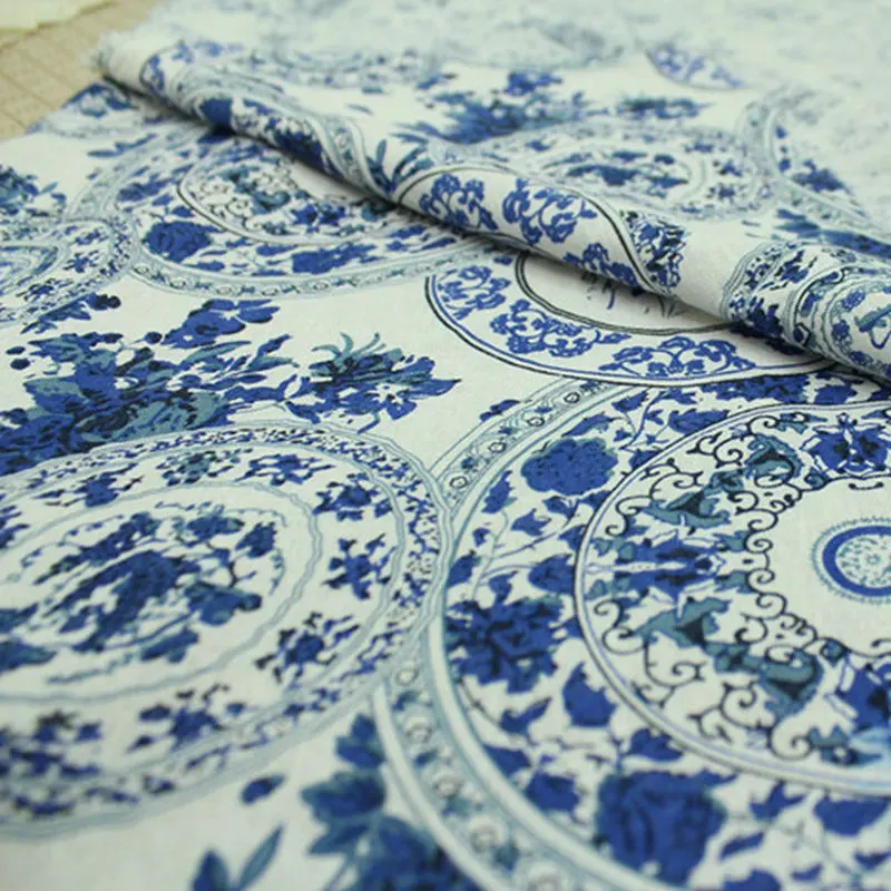 Eco Friendly Cotton/Linen Printed Fabric For tableclothin Fabric from