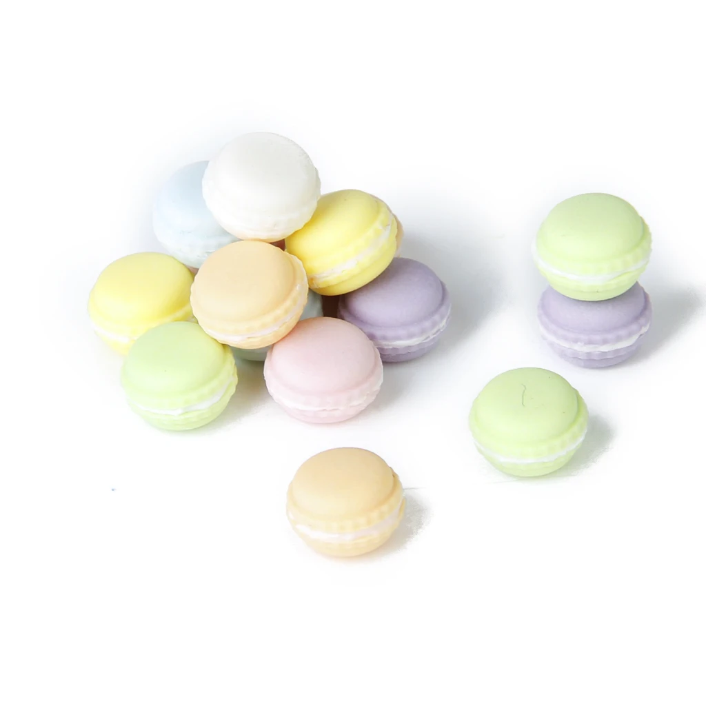 

15 Pieces Dollhouse Miniature Kitchen Food Dessert Tea Time Snack French Macaroon 1:12 Scale Doll House Decor Ornaments