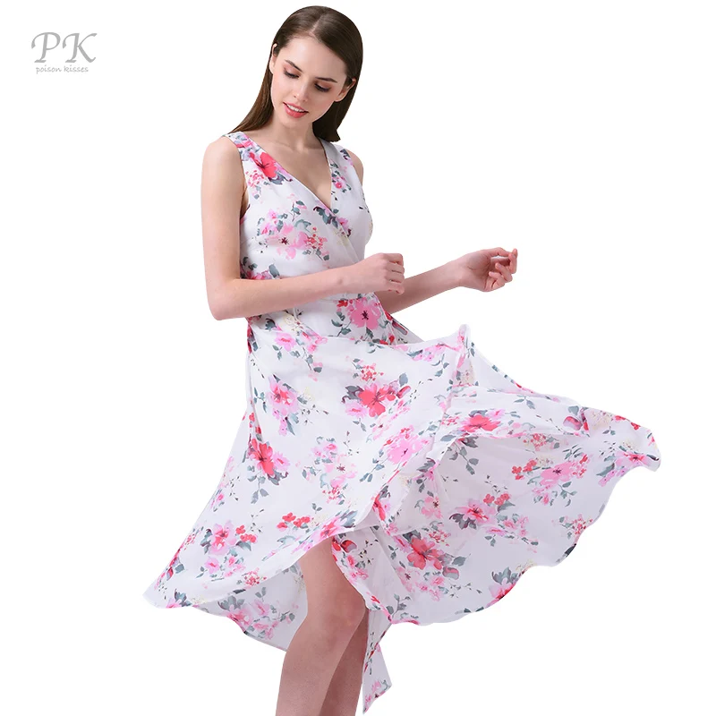 PK летнее женское платье цветочное v образным вырезом сексуальный boho повседневная