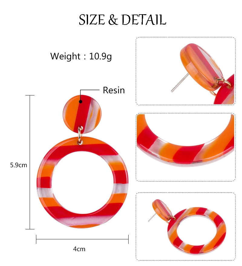GUANLONG Classic Drop Earrings for Women Acrylic Earrings Female Round Geometric Dangling Fashion Elegant Resin Summer Earring  (1)