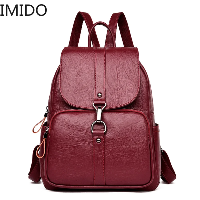 

2019 Women Leather Backpacks Large Capacity Travel Back Pack Sac A Dos Designer Female Backpack High Quality Ladies Bagpack New