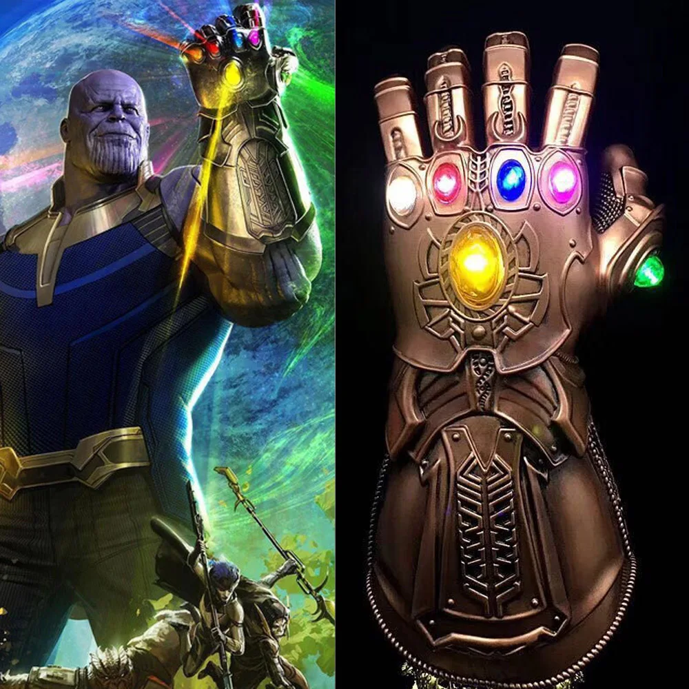 

Avengers Infinity Gauntlet Cosplay Avengers Infinity War Gloves Thanos Mask Gauntlet With LED Deluxe PVC Adult Halloween Party