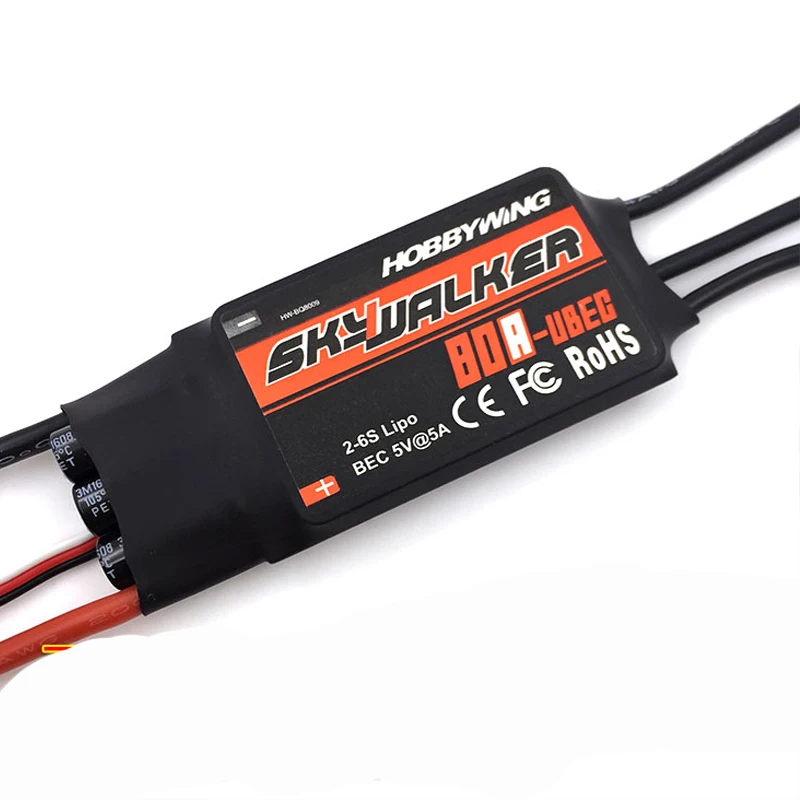 

Hobbywing SkyWalker 80A UBEC 2-6S Lipo ESC Brushless Electronic Speed Controller with 5V5A BEC for RC Drone Aircraft Spare Parts