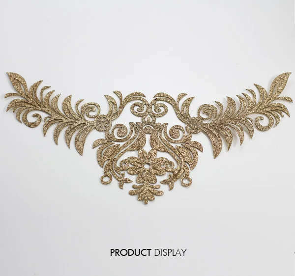

10piece Embroidered Glitter Gold Flower Applique Stickers Decals Iron On Patches Scrapbooking for Dance Dress