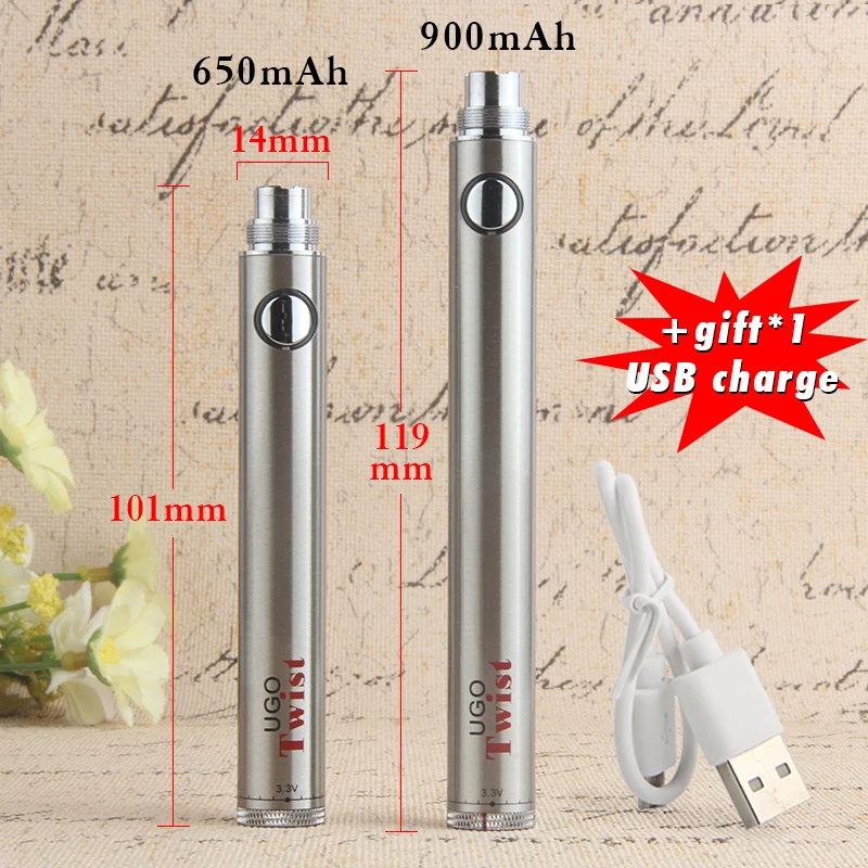 5x 1100mAh EVOD Variable Voltage Battery Replacement 510 Thread USB Charger USA