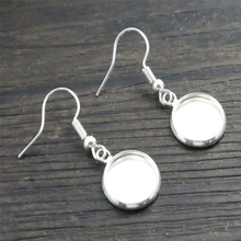 12 мм 10 шт яркие посеребренные женские модные стильные французские серьги-подвески пустые/Базовые, подходят 12 мм Стеклянные Кабошоны-W2-28