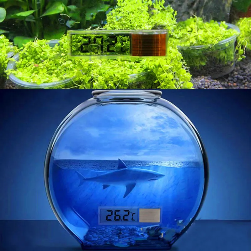 

Plastic Metal 3D Digital Electronic Aquarium Thermometer Fish Tank Temp Meter Gold Silver