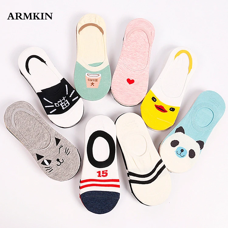 

5 Pairs/lot super cute sock slipper invisible harajuku women socks summer no slip socks japanese cut rabbit pig duck ankle socks