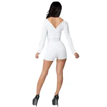Women High Waist Jumpsuit Front Hollow Crewneck sexy Long Sleeve Bodysuit Overall Pants Romper
