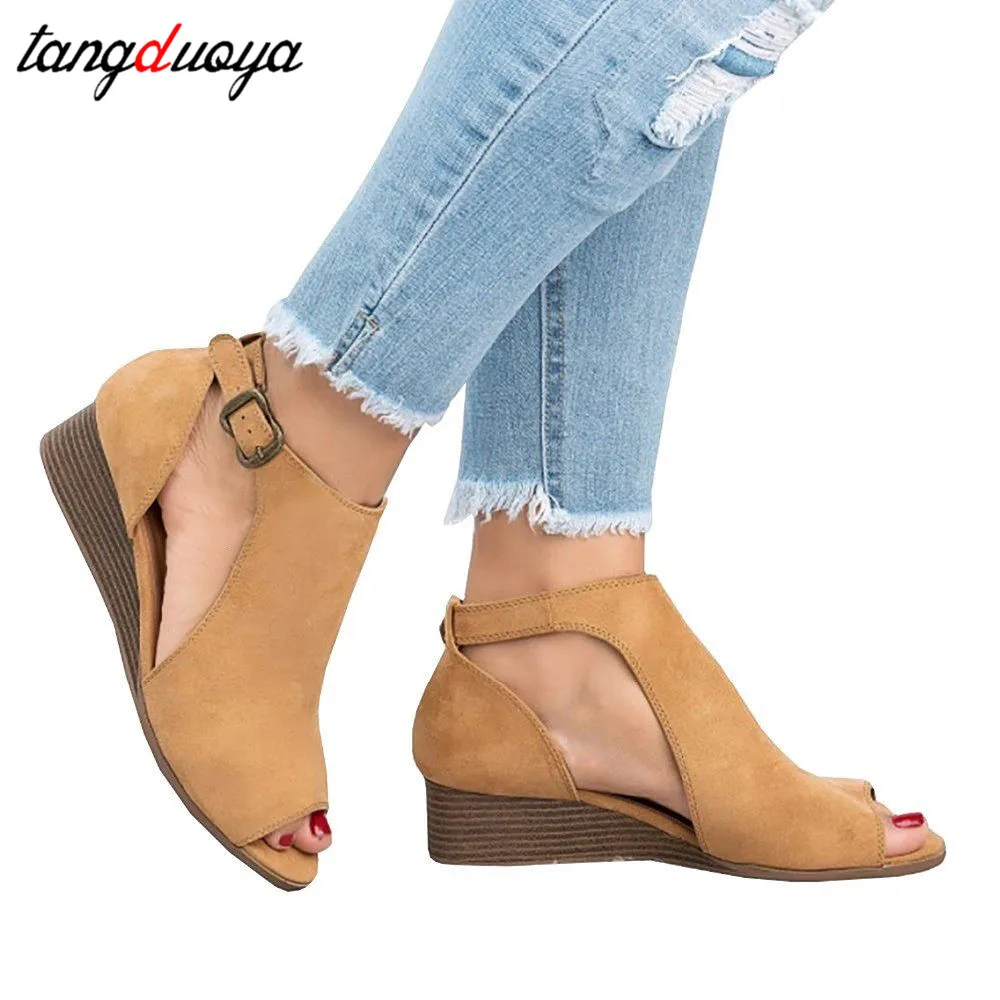 

wedges shoes for women peep toe shoes woman sandals high heels summer shoes woman gladiators footwear sandalias mujer 2019