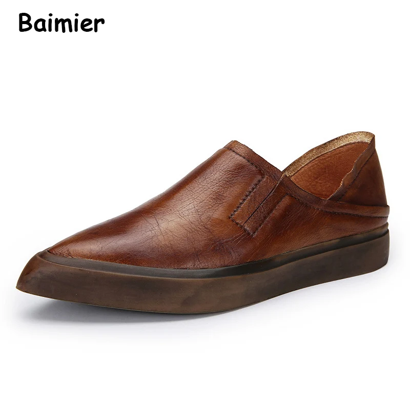 

New 2018 Handmade Loafer Women Genuine Cow Leather Pointed Toe Slip On Oxford Shoes Real Leather Retro Flats Comfortable Shoes