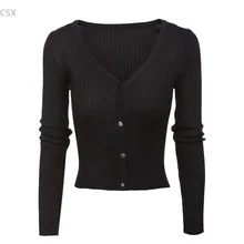 MwWiiWwM женский свитер-кардиган с v-образным вырезом и длинным рукавом