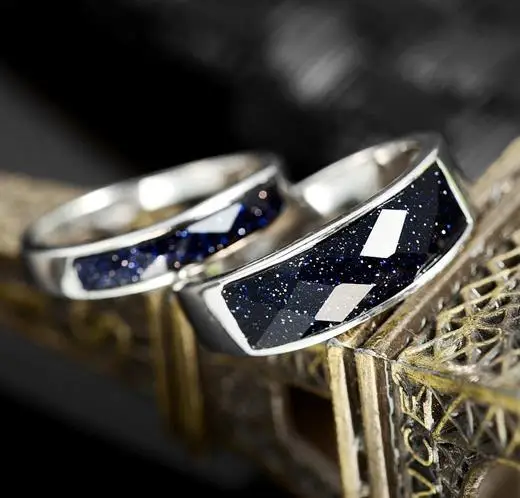 Siliver rings couple ring Starry purple sand Ring Romantic