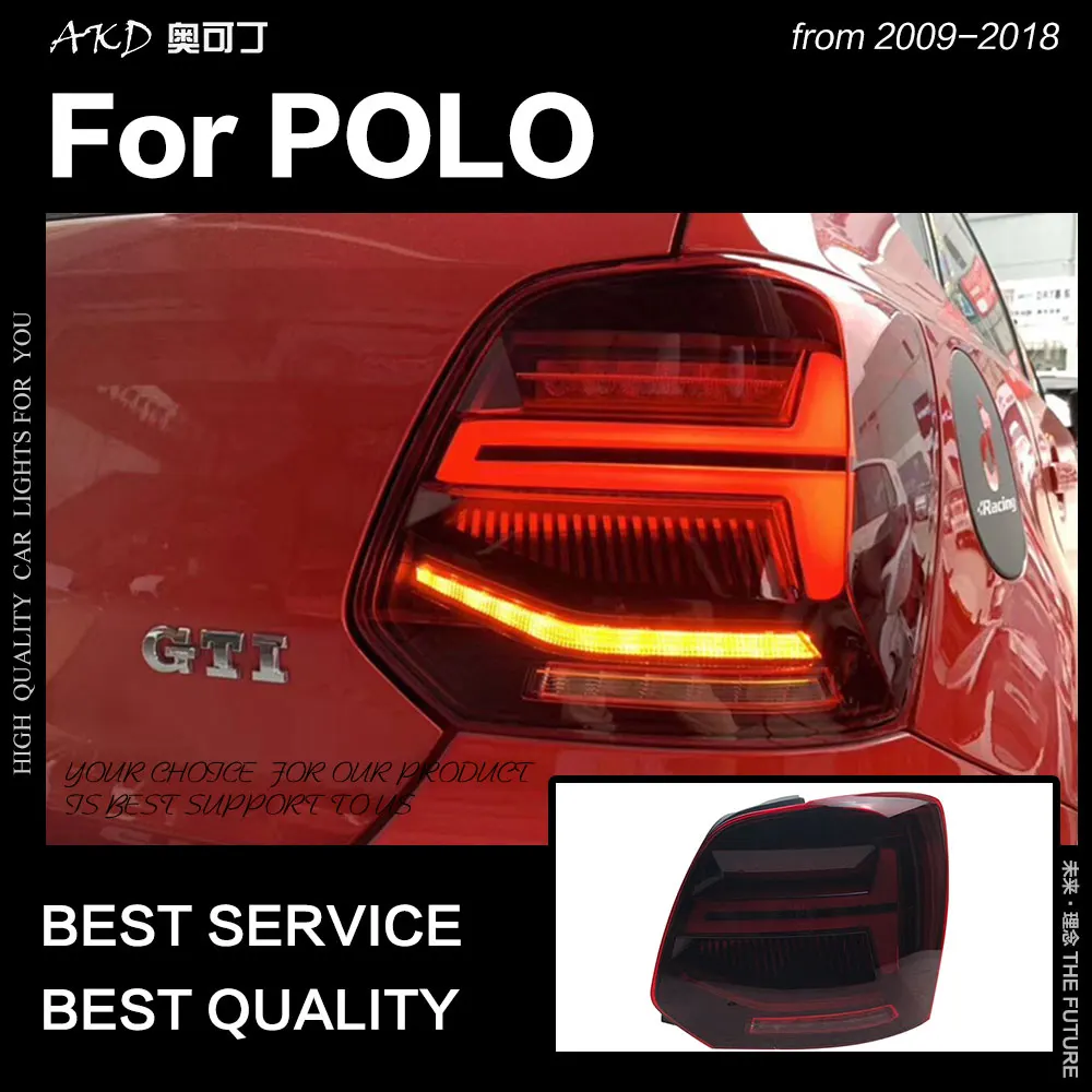 AKD Car Styling for Polo Tail Lights 2009- New Polo LED Tail Lamp LED DRL Dynamic Signal Brake Reverse auto Accessories