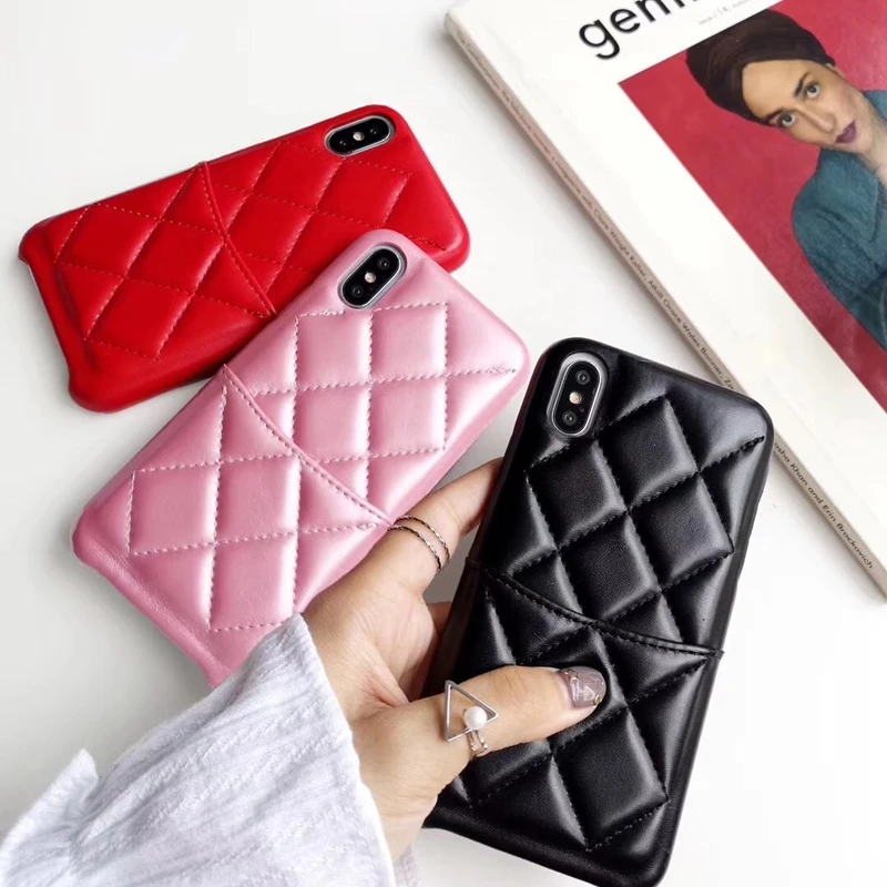 

Luxury Brand design Retro Square Plaid soft Leather Card solt Wallet case for iphone 7 8 6 6s plus X XR XS MAX Coque