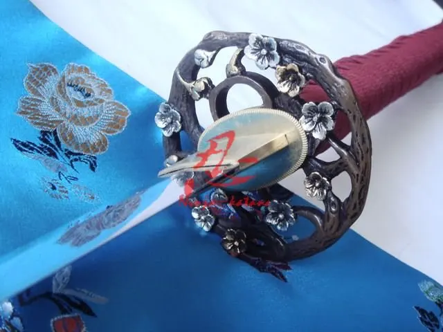 

clay tempered battle reday katana sword plum blossom tsuba rattan Sheath sharpened blade