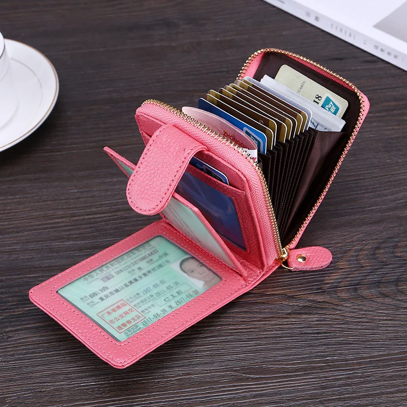 

Cowhide Minimalist Women Travel Card Bag Men Small Wallet Genuine Leather Organizer Business RFID Credit Card Holder