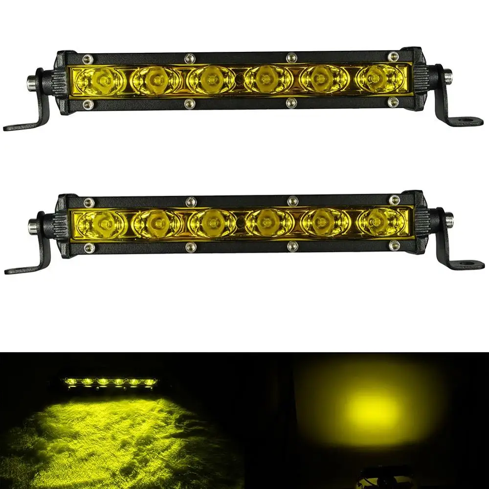 7inch 6 inch spot yellow white led light bar driving work light barra led working lamp 12v 24v 4x4 4wd truck suv atv car vehicle tractor off road offroad utv motorcycle motor fog foglight 6000k 3000k (1)