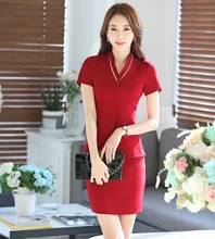 Novelty Red Professional Business Suits With Jackets And Skirt Female Blazers Outfits Office Ladies Work Wear