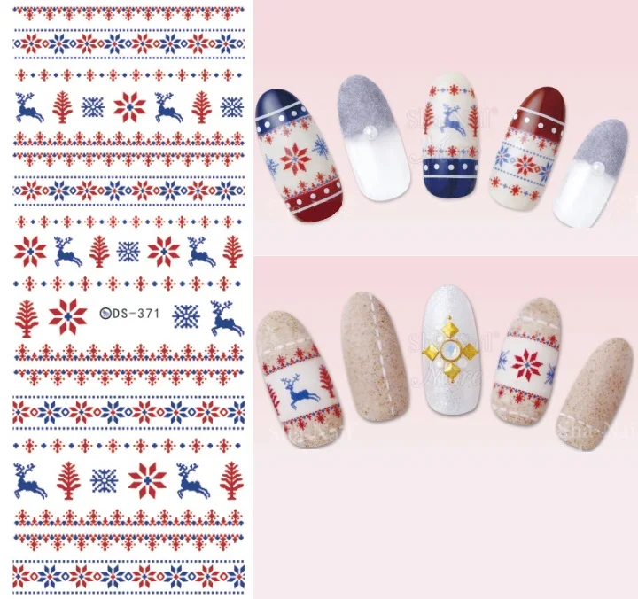 DS371 DIY дизайн переводные наклейки для ногтей цветной Рождественский северный олень дерево зимние наклейки для ногтей s фольга для обертывания наклейки маникюр