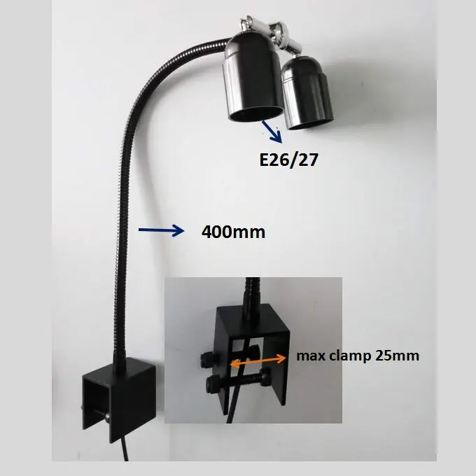 Зажим для лампы с двойной головкой 360 градусов, зажим для лампы, светильник E27, держатель для лампы, универсальный зажим с переключателями