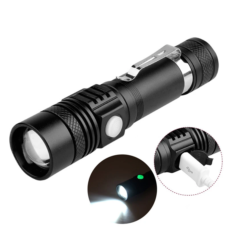 

KARRONG USB LED Handy Powerful Alloy Flashlight Power Tips Aluminum Waterproof Zoom IN Mini Flashlamp 18650 Rechargeable Dropshi