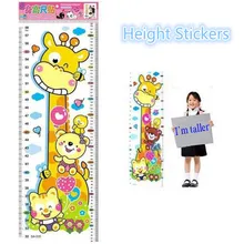 1 pc ילדי ילדי תינוק צמיחת תרשים גובה קיר מדבקת קריקטורה ג 'ירפה בעלי החיים גובה מדבקת בית תפאורה(China)