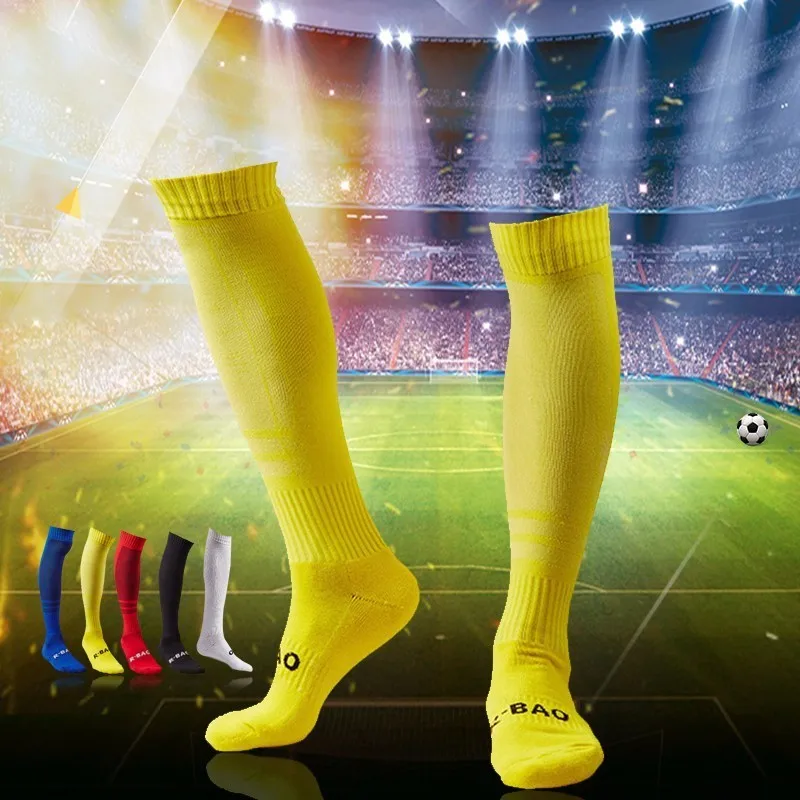 Adults Professional Men Soccer Socks Stocking Sporting Socks Cotton Knee Football Breathable Absorbent Running