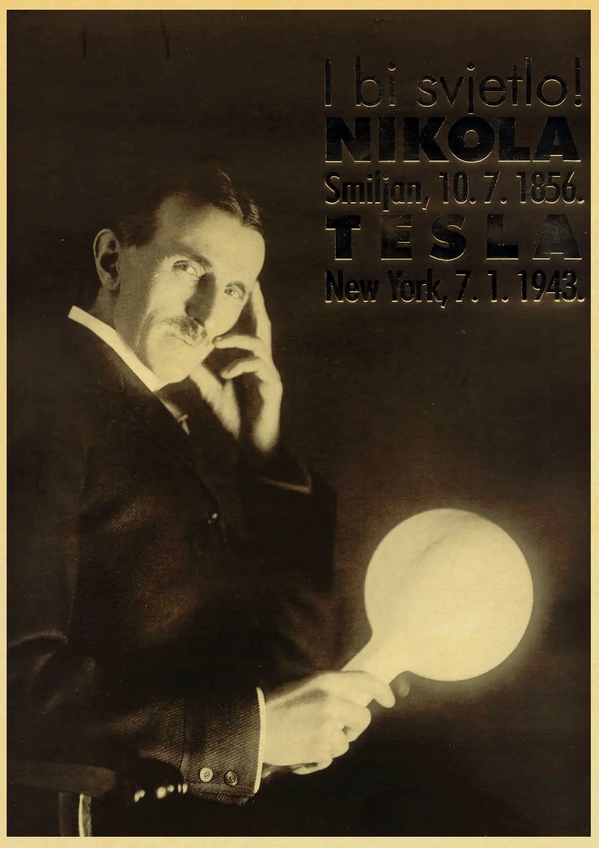 Большой инженер-электрик Никола Тесла винтажный бумажный плакат настенная живопись украшение дома 42X30 см 30X21 см