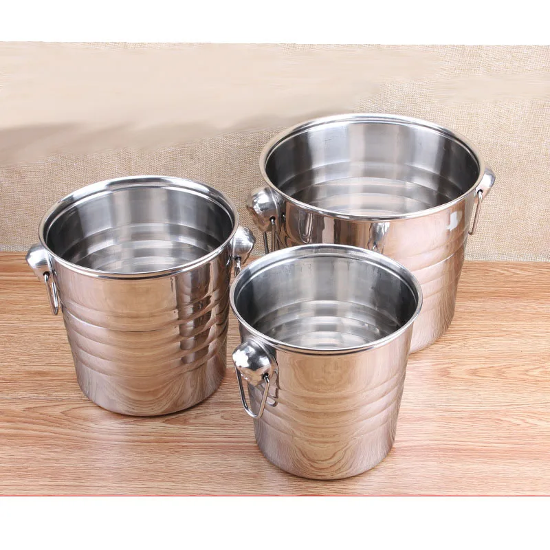 5L Stainless Steel Bar Ice Bucket Two Handles Champagne Bucket Wine