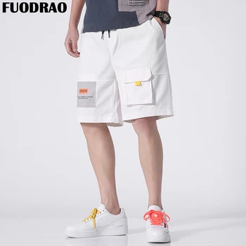 

FUODRAO Summer Shorts Men Cotton Cargo Short Jogger Hip Hop Streetwear Harajuku Japan Style Pockets Shorts Plus Size 5XL D074